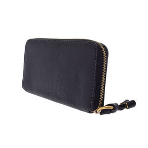 Chloe wallet black zip leather round long Marcie